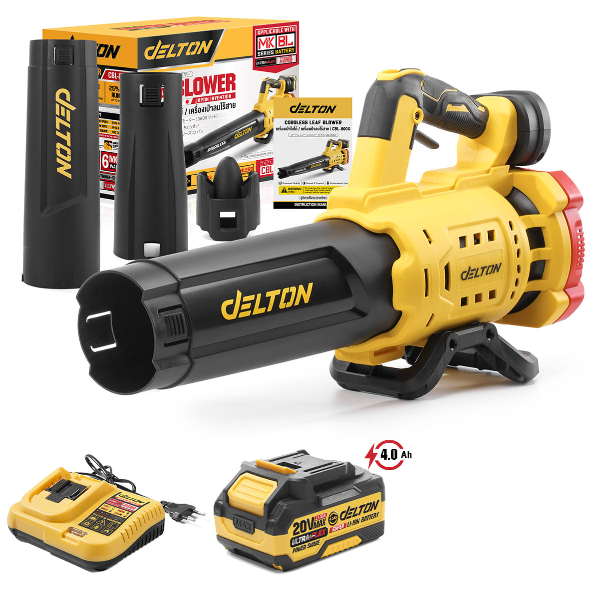เครื่องเป่าใบไม้ไร้สาย (พร้อมแบตเตอรี่) DELTON รุ่น CBL-800X ULTRAFLEX 20V 4AH_1